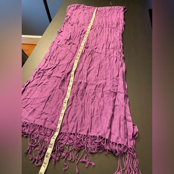 Orchid Fuchsia Fringe Scarf Pashmina - Picture 3 of 4